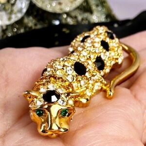 Giorgio Leopard Panther Gold Plated and Crystal Brooch/Pin